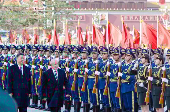 Pequim, China,14.04.2023 - Cerimônia de boas-vindas do presidente Xi Jinping ao presidente Luiz Inácio Lula da Silva e à primeira-dama, Janja Lula da Silva, no Grande Palácio do Povo, em Pequim. Foto: Ricardo Stuckert/PR