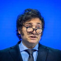 Javier Milei, President of Argentina and Klaus Schwab, Founder and Executive Chairman, World Economic Forum speaking in the Special address by Javier Milei, President of Argentina session
at the World Economic Forum Annual Meeting 2024 in
Davos-Klosters, Switzerland, 17 January. Congress Centre -
Plenary Hall. Copyright: World Economic Forum/Ciaran McCrickard