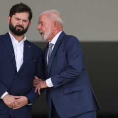 Brasília (DF), 22/04/2025 - O presidente Luiz Inácio Lula da Silva recebe o presidente do Chile, Gabriel Boric, em cerimônia oficial, no Palácio do Planalto. Foto: Marcelo Camargo/Agência Brasil