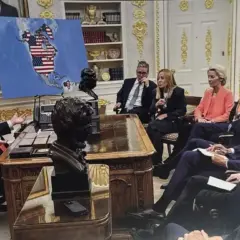 Trump publica imagem com Groenl&acirc;ndia, Canad&aacute; e Venezuela anexados aos Estados Unidos